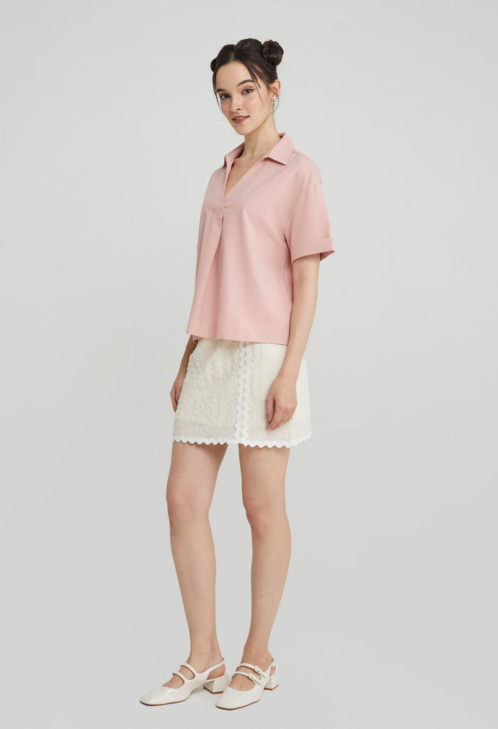 Pleated Slip-On Top
