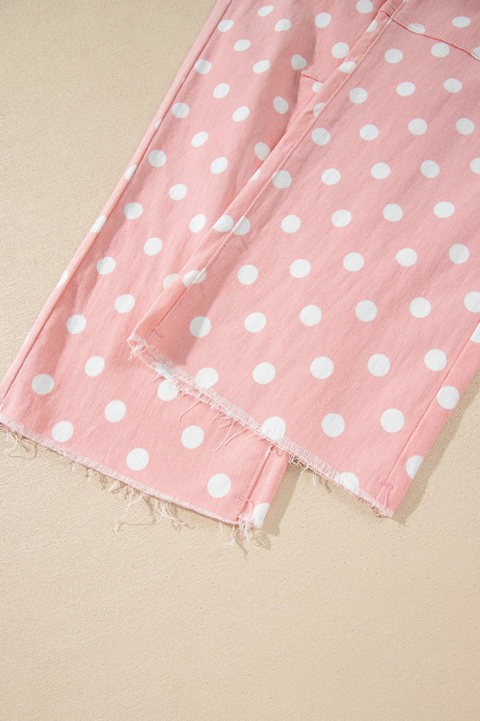 Polka Dot Casual Slim Fit Jeans – Pink