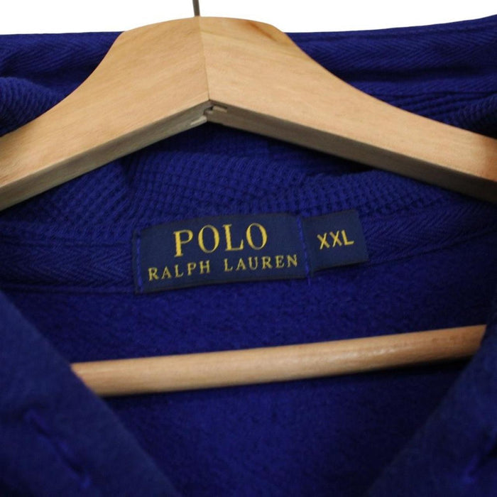 Polo Ralph Lauren blue hoodie with Big Pony logo, full zip, cotton material.