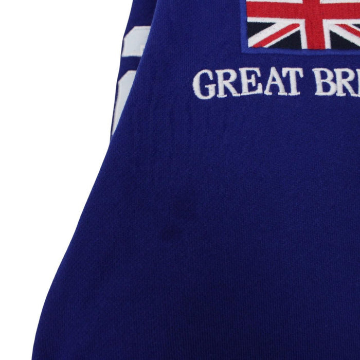 Polo Ralph Lauren blue hoodie with Big Pony logo, full zip, cotton material.