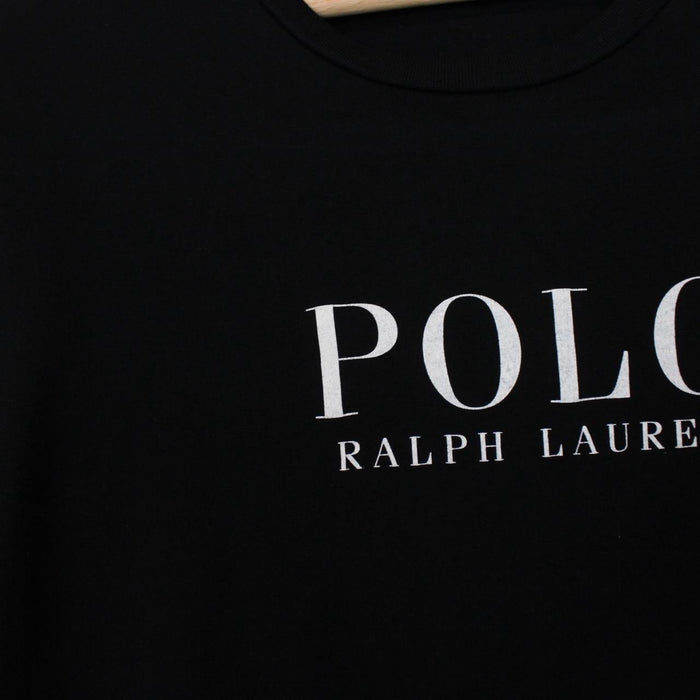 Polo Ralph Lauren black and white pocket t-shirt with logo print and cotton material.