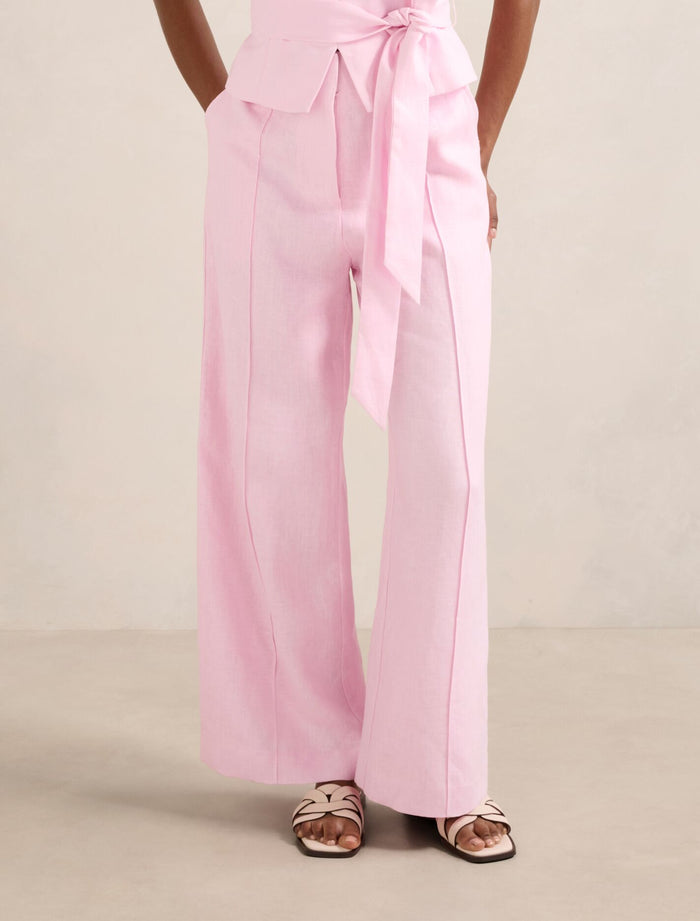 Posey Petite Linen Wide Leg Pants Cherry Blossom Co-Ord Forever New
