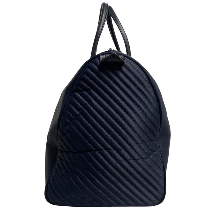Yves Saint Laurent navy blue duffel bag embossed logo nylon material with handles.
