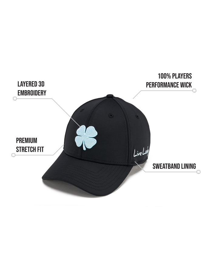 Premium Clover 187 Black Fitted Performance Hat