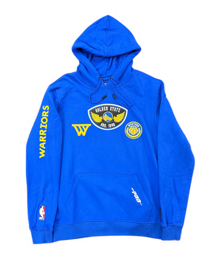 Pro Standard Golden State Warriors royal blue hoodie with "Born For Sport" graphic, soft fabric and sporty style.