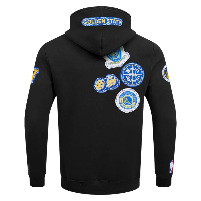 Black Pro Standard Golden State Warriors DIY Pick Stitch hoodie with embroidered team logo and stitching details.