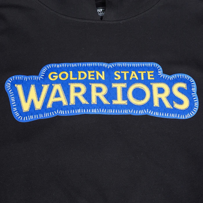 Black Pro Standard Golden State Warriors DIY Pick Stitch hoodie with front logo and detailed stitching, casual athletic wear.