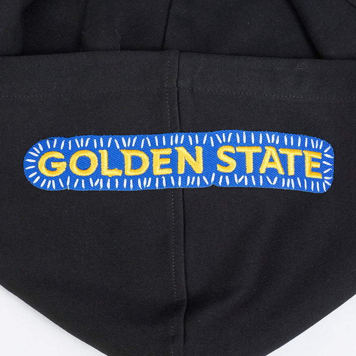 Black Pro Standard Golden State Warriors DIY Pick Stitch hoodie with team logo and detailed stitching visible.