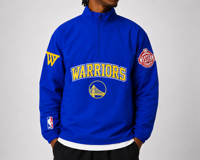 Pro Standard Golden State Warriors 'Pre Game' Zip Wind Jacket in Royal Blue