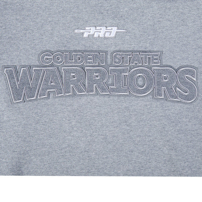 Pro Standard Golden State Warriors reverse French terry fleece hoodie in dark heather grey, featuring team logo and comfortable fit.
