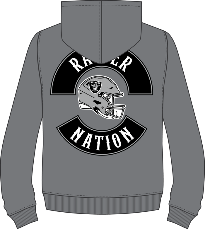 Gray Pro Standard Las Vegas Raiders "Born For Sport" hoodie with team logo and comfortable fit, perfect for fans.