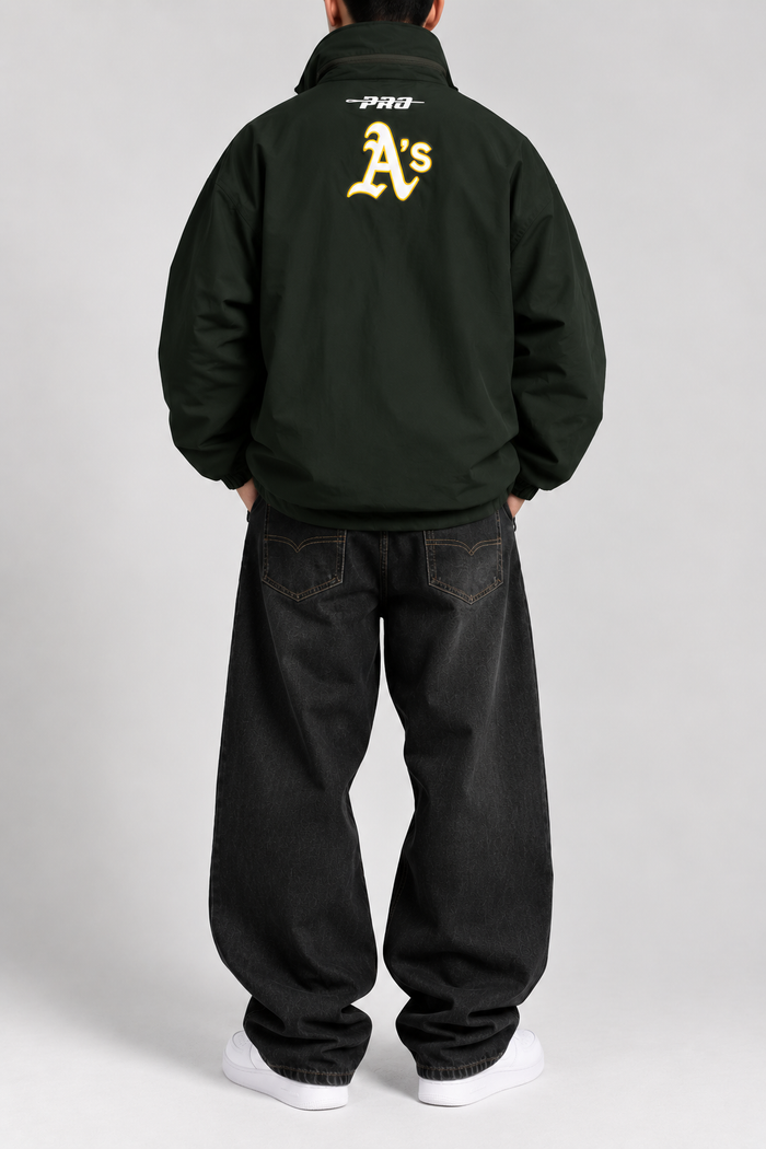 Pro Standard Oakland Athletics 'Pre Game' Zip Wind Jacket in Forest Green