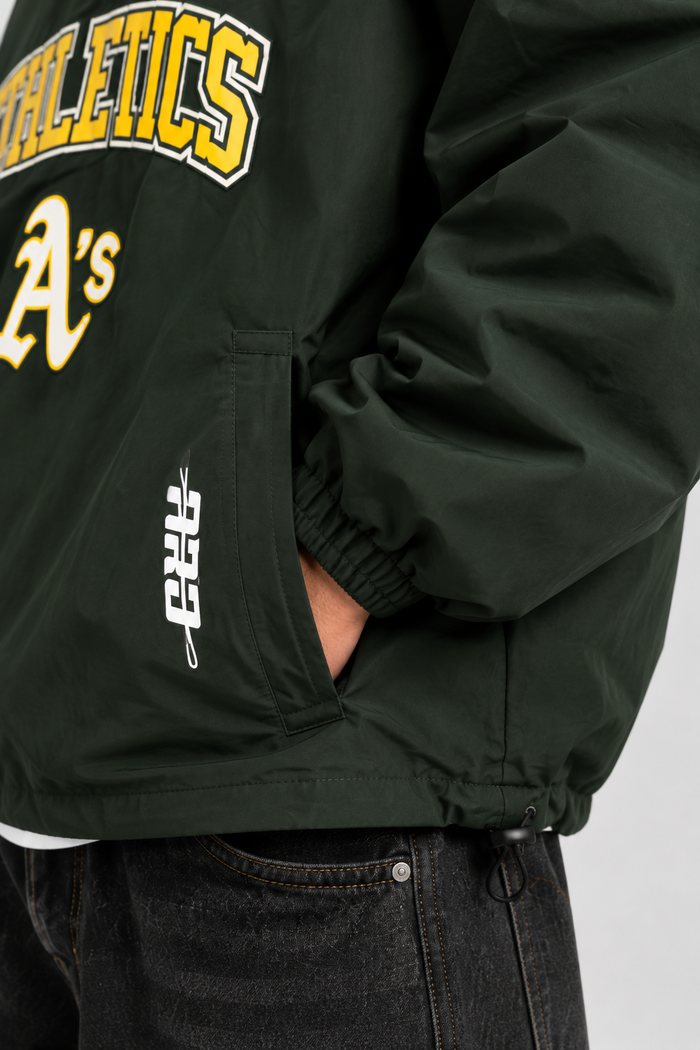 Pro Standard Oakland Athletics 'Pre Game' Zip Wind Jacket in Forest Green