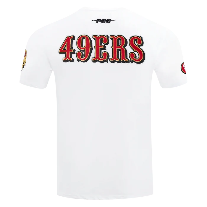 White Pro Standard San Francisco 49ers City Ransom T-shirt featuring team logo and graphic design on front.