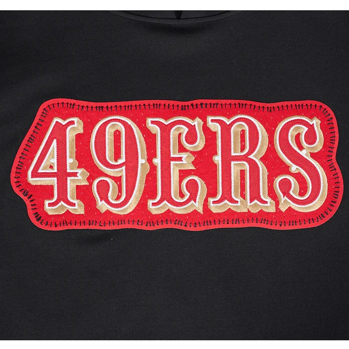 Black Pro Standard San Francisco 49ers DIY Pick Stitch hoodie with team logo and stitching details, casual sportswear for fans.
