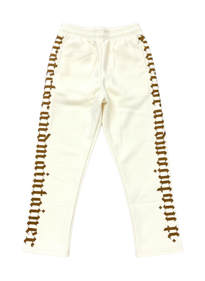 Cream Protector and Maintainer 'Core' Sweat Pants with a relaxed fit, featuring a Gothic-inspired design and comfortable fabric.