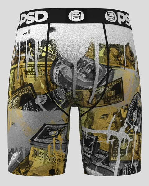 PSD Underwear Money Metal Boxers in multi-color, men's accessories with metallic printed design and comfortable fit.