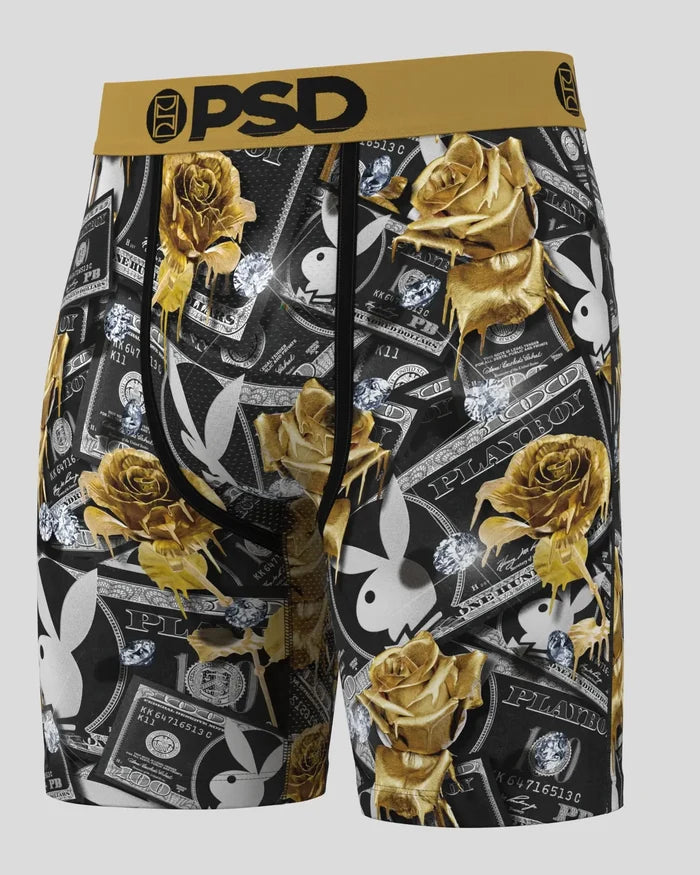 PSD Underwear PB 100 Roses boxer briefs in multi-color with floral rose pattern, designed for comfortable wear.