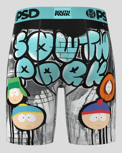 PSD Underwear Southpark Streets boxers in multiple colors, featuring cartoon street scene design, casual men's accessories.