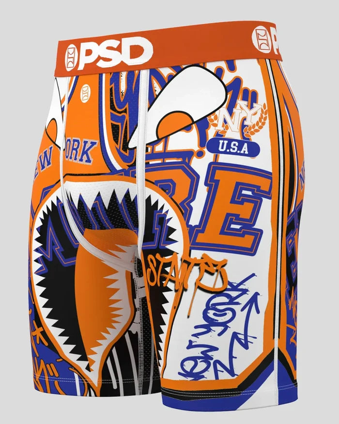 PSD Underwear WF New York boxers in multi-color with bold NYC graphic design, casual men's accessories.