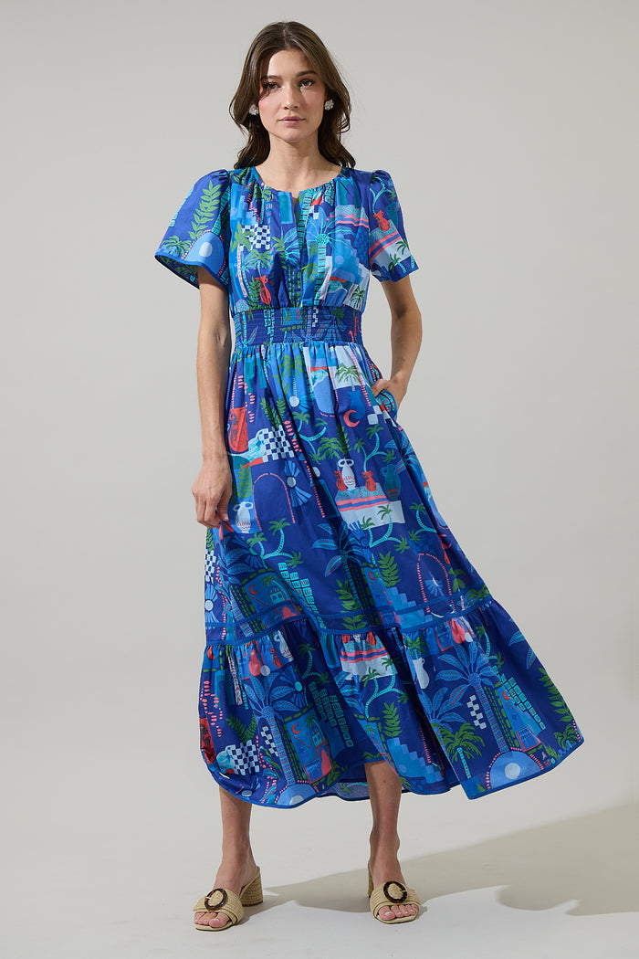 Punta Alta Ordy Smocked Midi Dress
