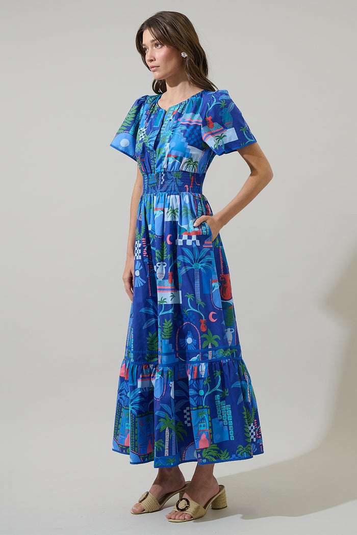 Punta Alta Ordy Smocked Midi Dress