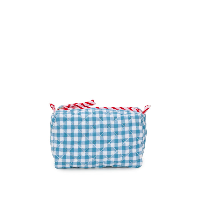 Quilted Gingham Cosmetics Bag | Sea Blue