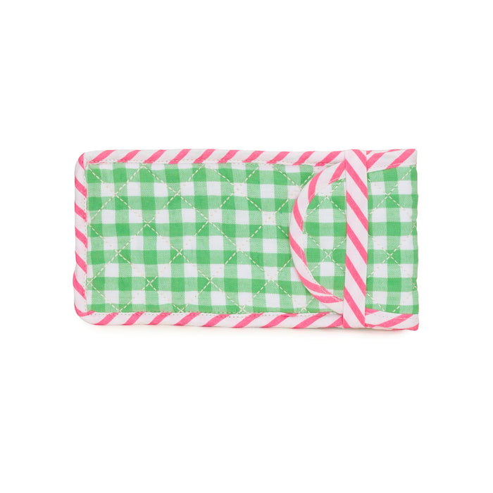 Quilted Gingham Glasses Case | Green