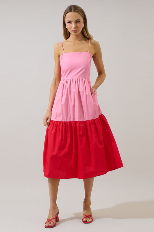 Rebekah Color Block Midi Dress