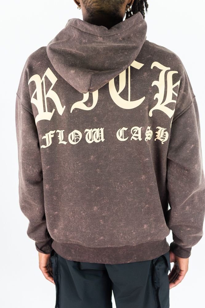 Rebel Minds Cash Flow hoodie in rust color, casual hoodie with front logo, soft fabric, and comfortable fit.