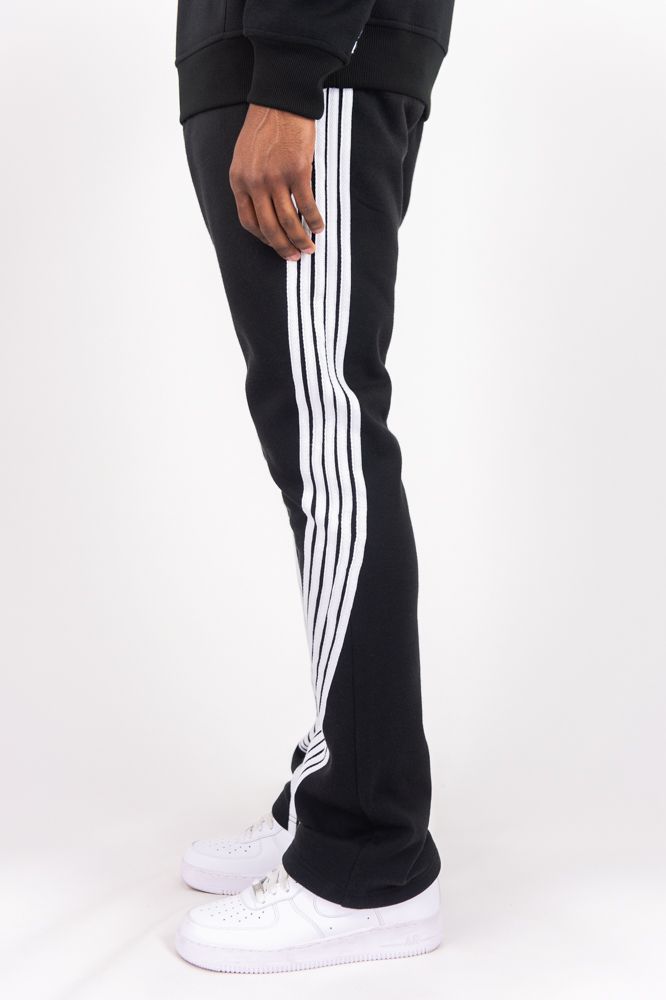 Rebel Minds Five Stripes black and white stacked sweatpants, comfortable athletic joggers with stylish stripe design