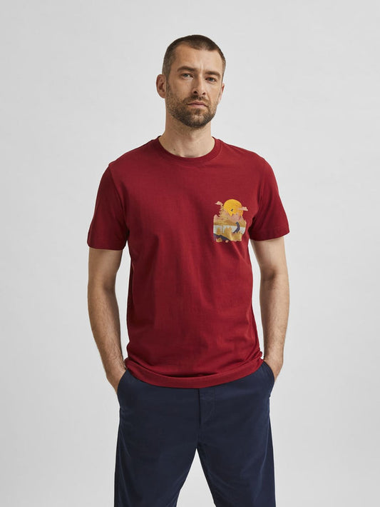 Red Graphic Print Crew Neck T-Shirt