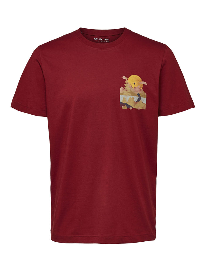 Red Graphic Print Crew Neck T-Shirt