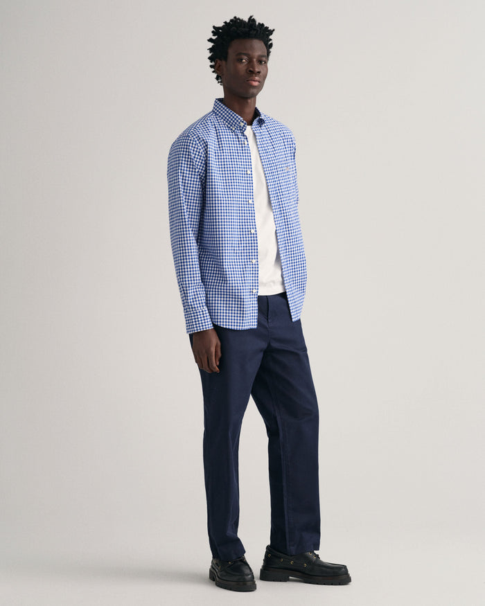 Regular Fit Gingham Poplin Shirt in Blue