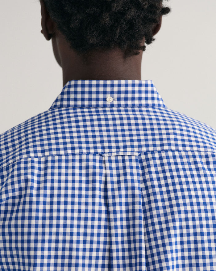 Regular Fit Gingham Poplin Shirt in Blue