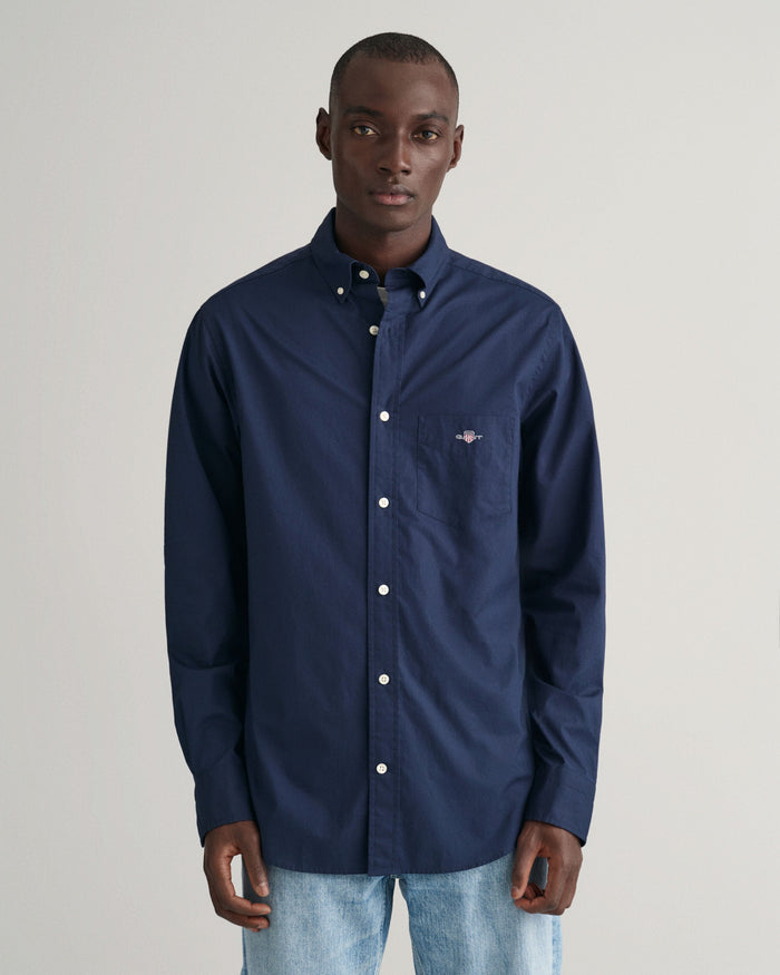 Regular Fit Poplin Shirt in Marine