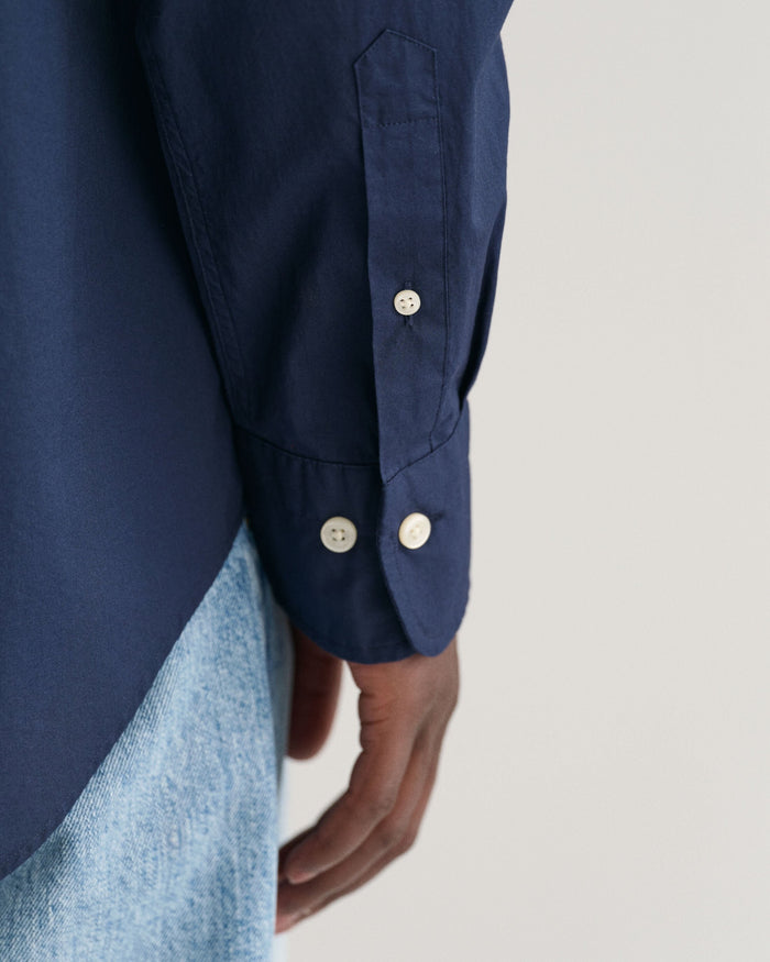 Regular Fit Poplin Shirt in Marine