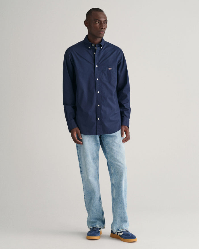 Regular Fit Poplin Shirt in Marine