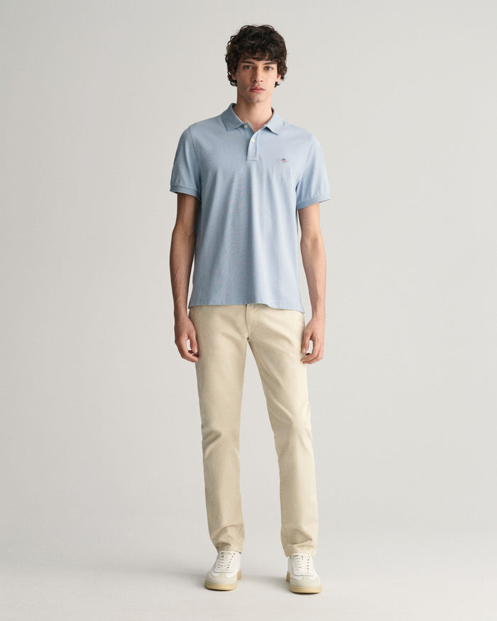 Regular Fit Shield Piqué Polo Shirt in Dove Blue