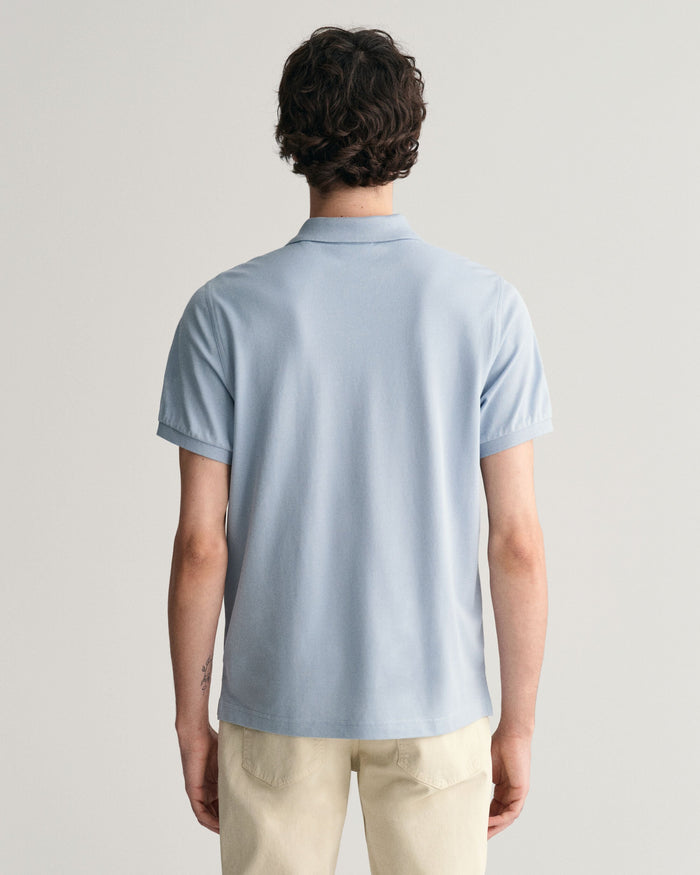 Regular Fit Shield Piqué Polo Shirt in Dove Blue