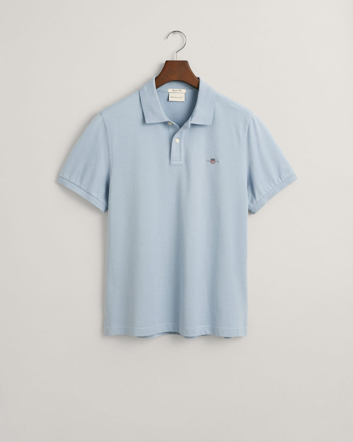 Regular Fit Shield Piqué Polo Shirt in Dove Blue