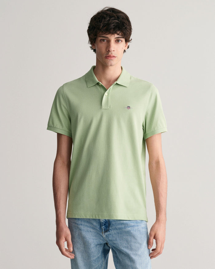 Regular Fit Shield Piqué Polo Shirt in Matcha