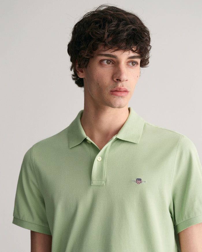 Regular Fit Shield Piqué Polo Shirt in Matcha