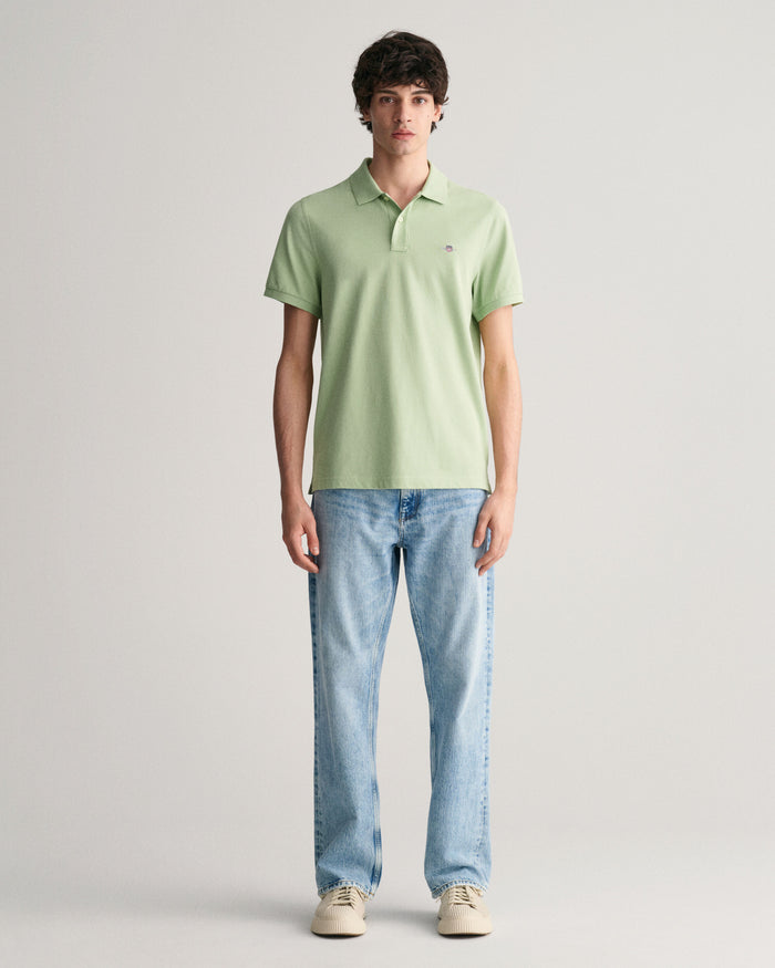 Regular Fit Shield Piqué Polo Shirt in Matcha