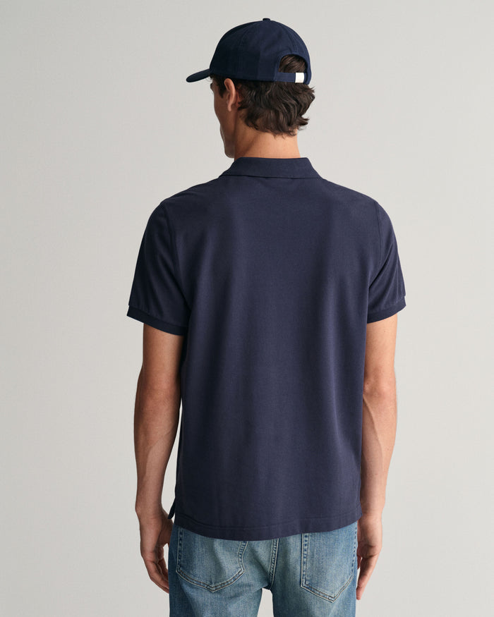 Regular Fit Shield Piqué Polo Shirt in Navy