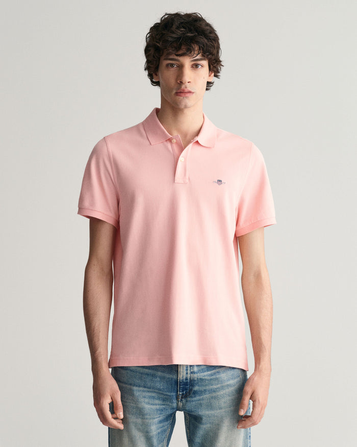 Regular Fit Shield Piqué Polo Shirt in Pink