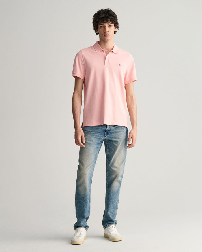Regular Fit Shield Piqué Polo Shirt in Pink