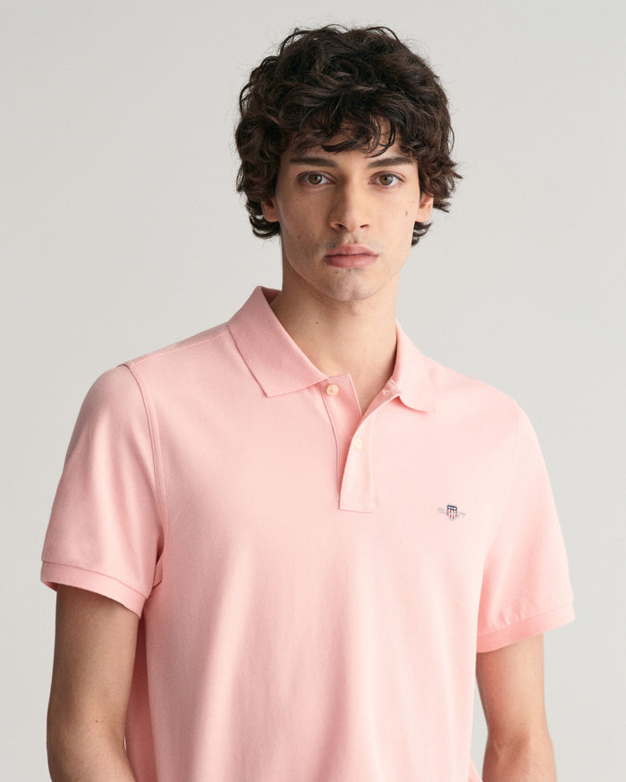 Regular Fit Shield Piqué Polo Shirt in Pink
