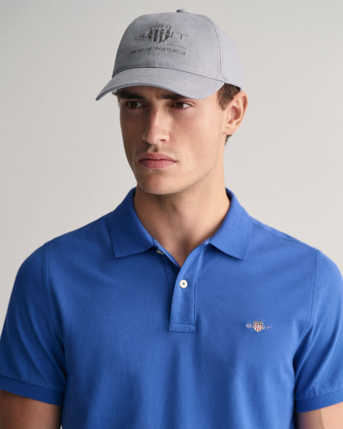 Regular Fit Shield Piqué Polo Shirt in Rich Blue
