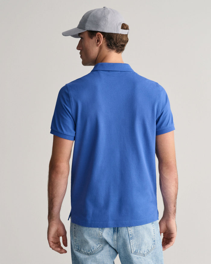 Regular Fit Shield Piqué Polo Shirt in Rich Blue